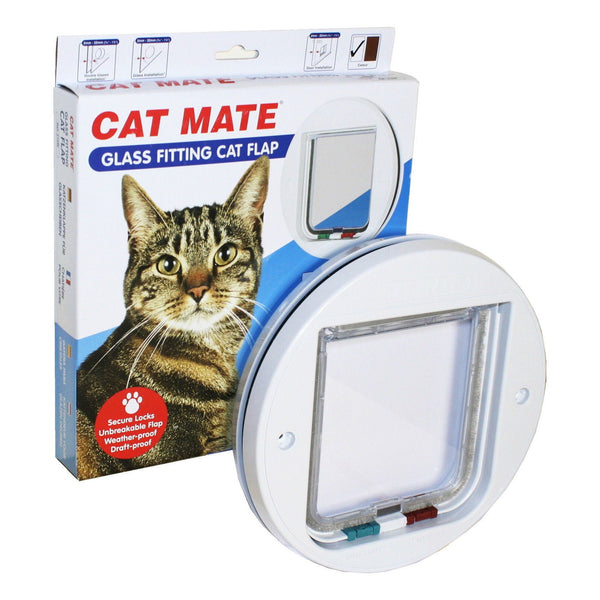 Cat Mate Glass Fitting Circular Cat Flap 4-Way Locking
