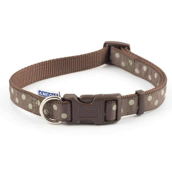Ancol Adjustable Mocha Vintage Polka Dog Collar