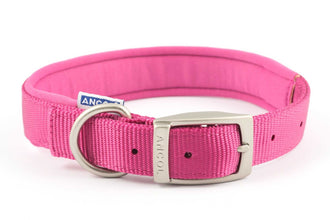Ancol Padded Nylon Black Adjustable Buckle Dog Collar 45-65