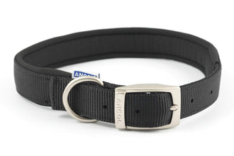 Ancol Padded Nylon Black Adjustable Buckle Dog Collar 45-65