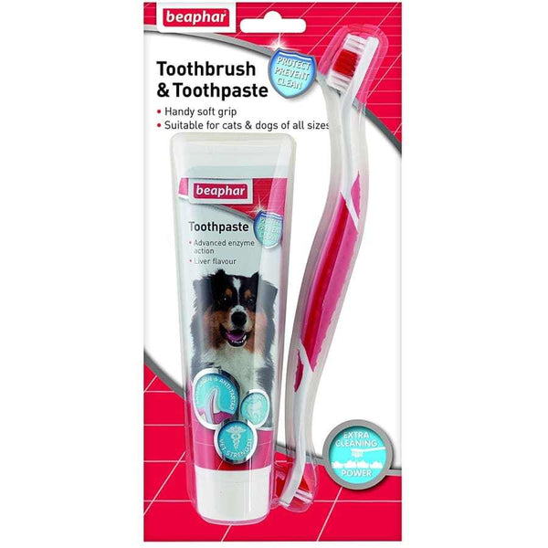 Beaphar Toothbrush & Toothpaste Dental Kit for Dogs - 100g Tube - Beaphar